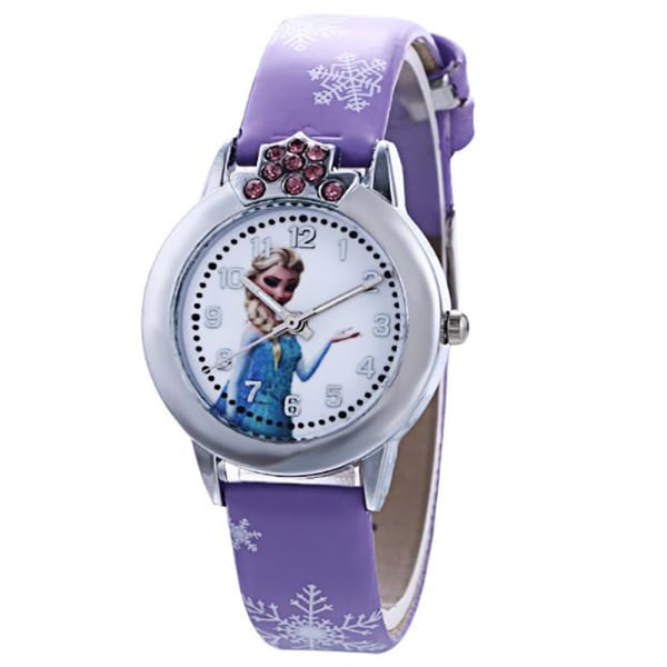 Frozen Princess Cartoon Watch Barn Flickor Söt Quartz Watch Purple