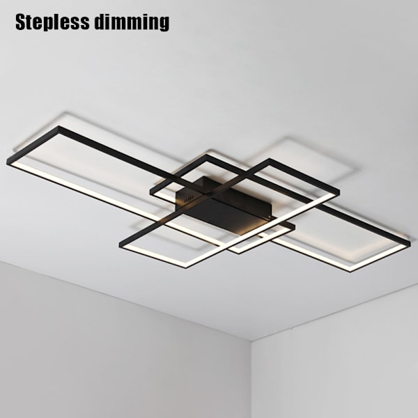 [Snabb Leverans] LED Modern Taklampa - Taklampa - Vardagsrumslampa - Dekorativ Takbelysning för Vardagsrum, Sovrum, Kök och Kontor Warm Light - Black 90x50cm