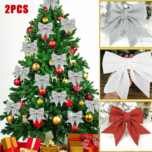 Stora Rosetter Julgransrosetter Ornament Gåva Jul Heminredning silvery 2 pcs