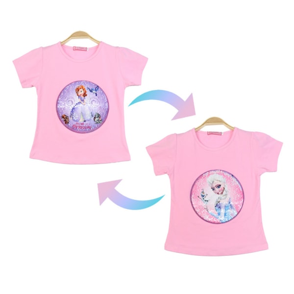 Kortärmad t-shirt för barn med kortärmade topppaljetter för flickor pink 140cm