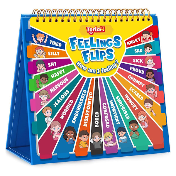 Bok om følelser og emosjoner, følelses-vendebok, en morsom vendebok, for emosjonell bevissthet, sosial emosjonell bok for barn, 20 forskjellige følelser