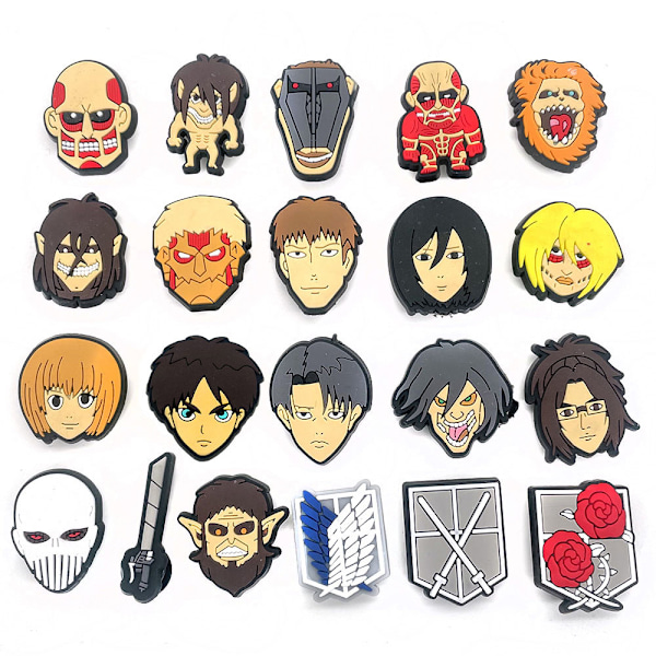21PCS Attack on Titan Crocs-skocharm 21PCS