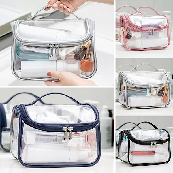 Dam Toalettväska Transparent Kosmetisk Väska Liten Bärbar Colorful silver