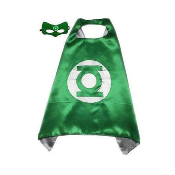 Superhjältekappor + ögonmask för barn Cool Halloween kostym Cosplay Green Lantern Cloak + eye mask