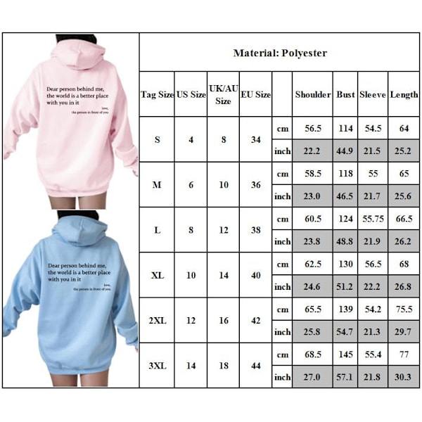 Kvinnors Super Dalian Hoodie Dear Person Behind Me Sweatshirt Personlig Hoodie Lös Fashion Pullover Red XL