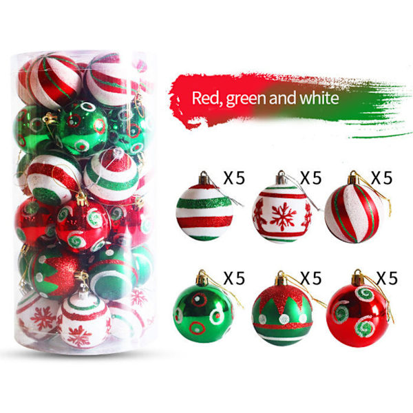 Julgranskulor, julgranspynt, juldekoration för hemmet och fest Red Green White
