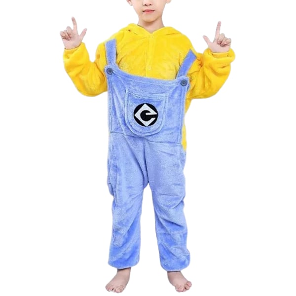 Minions tecknad djur pojkar kostym kostym pyjamas cosplay kostym kostym en del 130cm