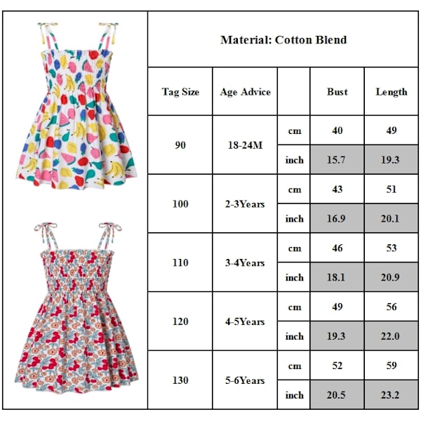 Småbarn Barn Baby Flickor Sommarklänningar Ärmlös Spaghettiband Elastisk Prinsess Solklänning Födelsedag Sommar Butikskläder D 110cm