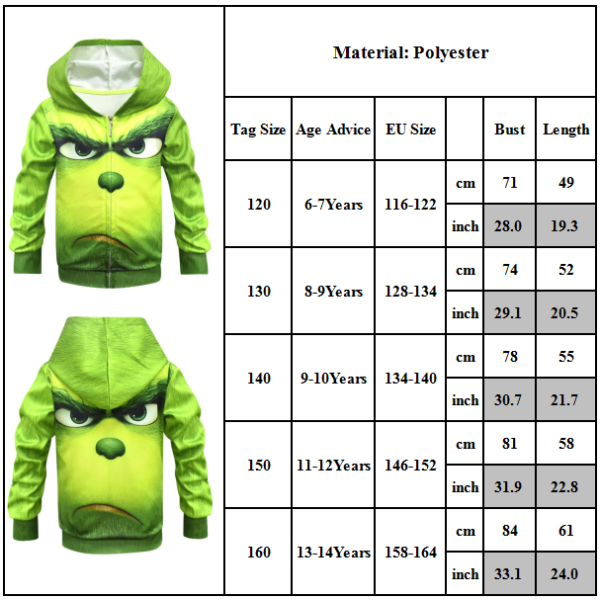 Grinch Print Sweatshirts Barnjultröjor för barn 120cm