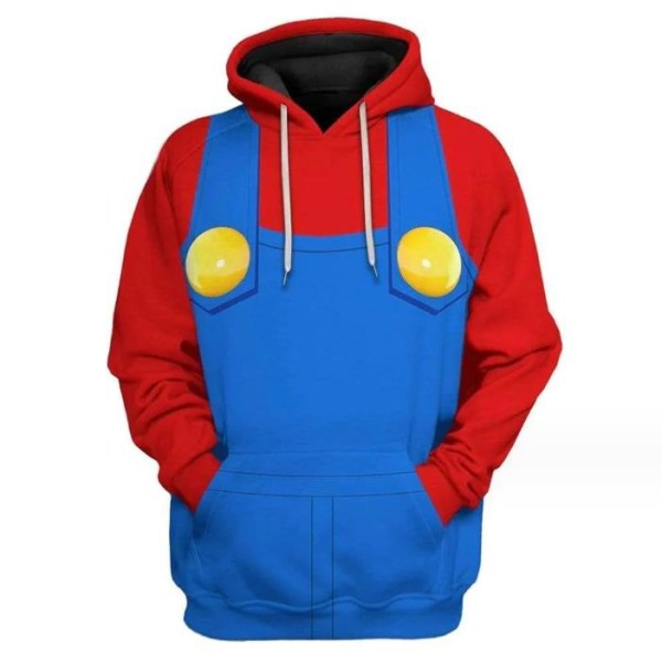 Super Mario Unisex Vuxen Hoodie Tröja Långärmad Pullover E M