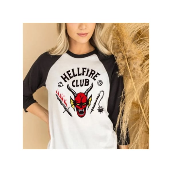 Unisex T-shirt Stranger Things Hellfire Club T-shirt långärmad 2XL