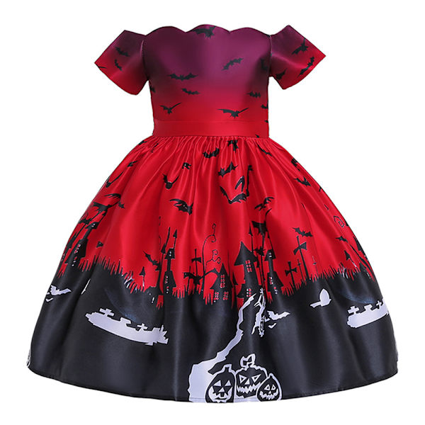 Halloween Flickor Trollkarl Klänning Kostym Häxa Show Cosplay Klänning red 140cm