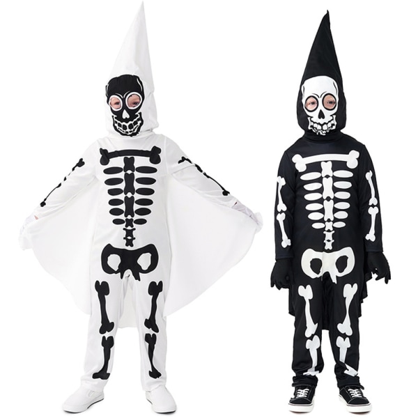 Halloween barnföreställningar Skeleton Ghost Cosplay kostymer white M