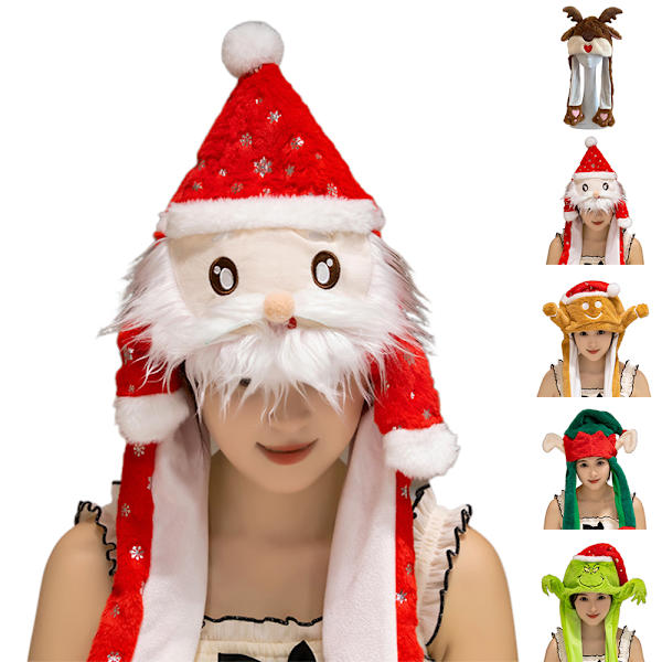 Plys Bevægelig Hue Grinch Ører Hat Dame Hat Bevægelige Ører Hat Julegave Christmas Tree