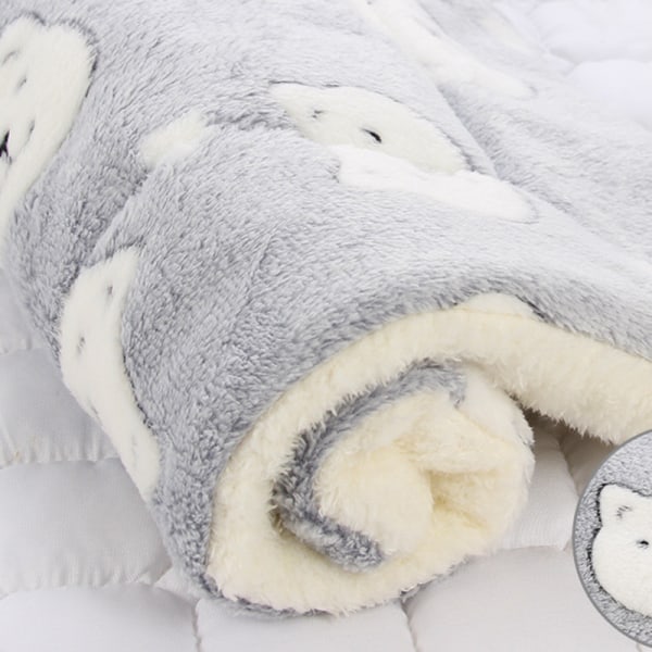 Valp husdjur filt katt säng madrass mjuk varmare matta Grey Bear 61*41cm