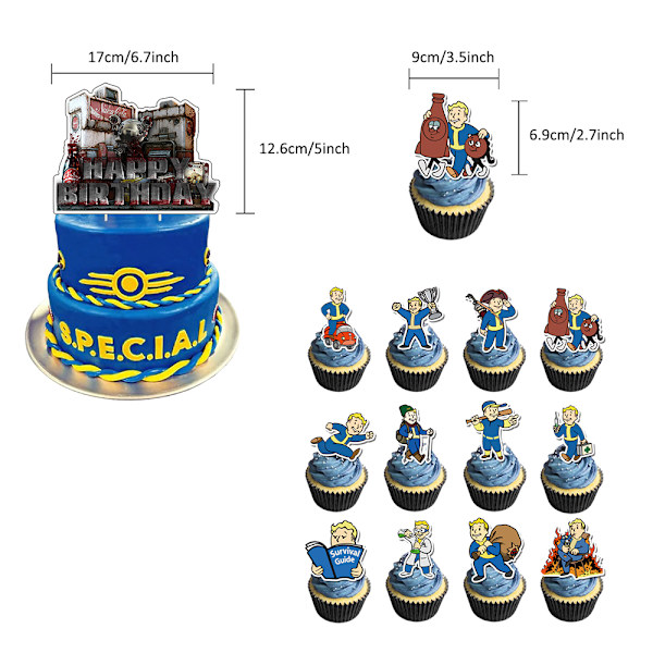 Fallout Game Vault Barnkalas Dekorationer Ballonger Banner Cake Topper Fest Dekor Set