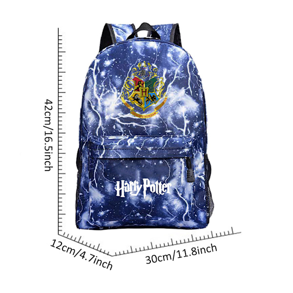 Harry Potter Ryggsäck Barn Pojkar Student Skolväska Axelväskor Stor Reseryggsäck Blue 30*12*42cm