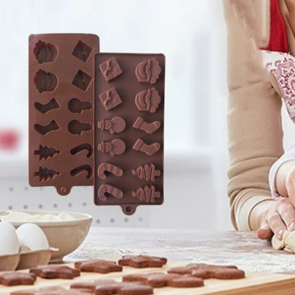 3D 12 Huller Jul Silikoneform Chokolade Kage Bageform