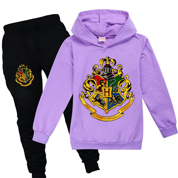 Harry Potter Hættetrøje Sweatshirt Bukser Træningsdragt Sports Sæt til Børn purple 130cm