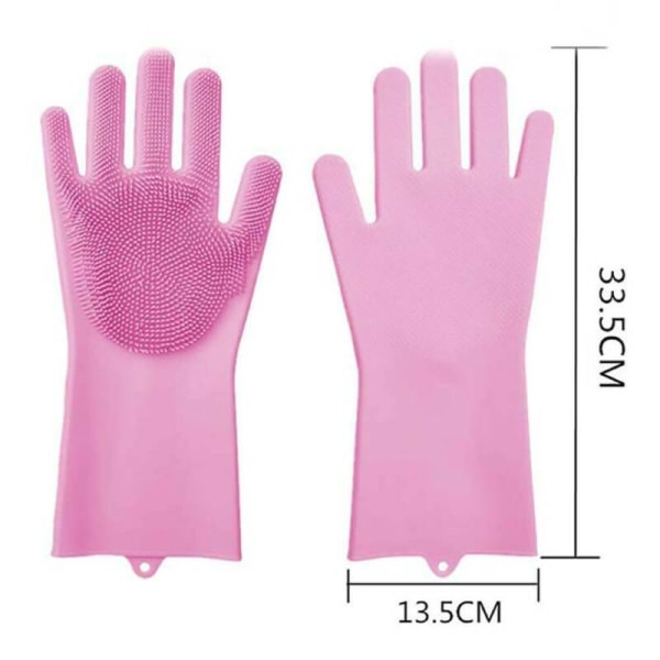 Magiska handskar Silikongummitvätt Skurmaskin Kök Ren Pink One Size