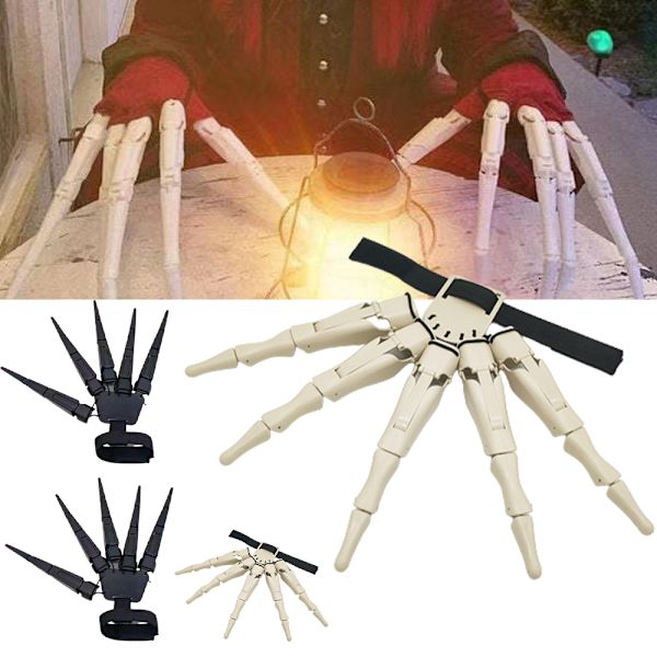 Halloween Artikulerade Fingrar Flexibla Förlängningar Skelett Cos White left hand