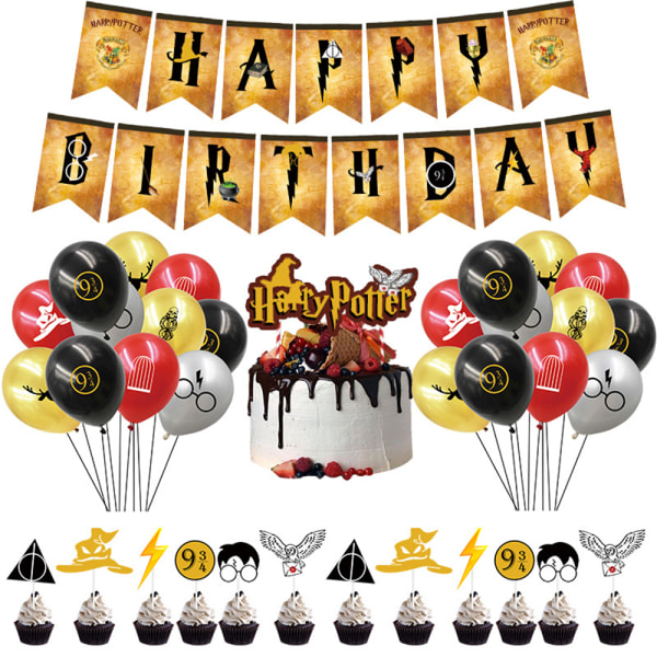 Harry Potter Party Decor Supplies Ballong Banner Cake Topper Set