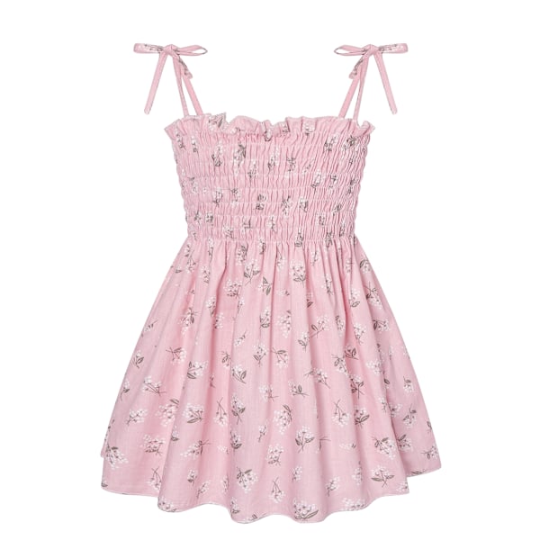 Småbarn Barn Baby Flickor Sommarklänningar Ärmlös Spaghettiband Elastisk Prinsess Solklänning Födelsedag Sommar Butikskläder A 100cm