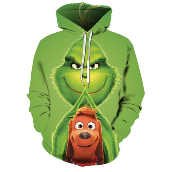 Grinchen 3D Tecknad Jul Tröjor Hoodie Jacka Gåva Män Kvinnor F XL