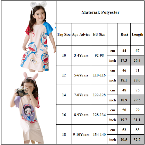 2024 Nya barn flickor tecknad nattlinne kortärmad nattkläder pyjamas PJs nattlinne nattklänning ålder 3-10 år #6 18