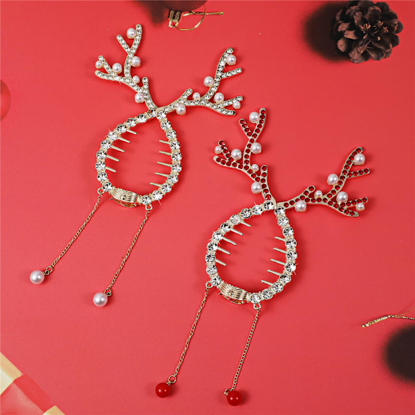 Kvinner Jenter Jul Gevir Bling Rhinestone Hårklyper Søte Tilbehør Silver