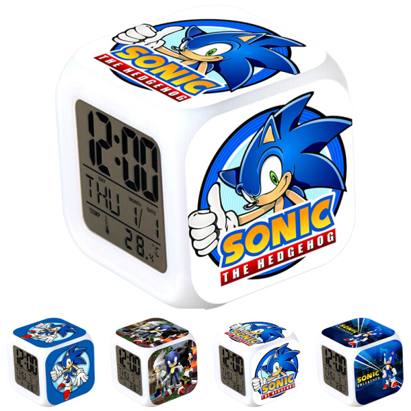 Sonic Väckarklocka med 7 Färgväxlande Anime Väckarklocka i Ask Present A