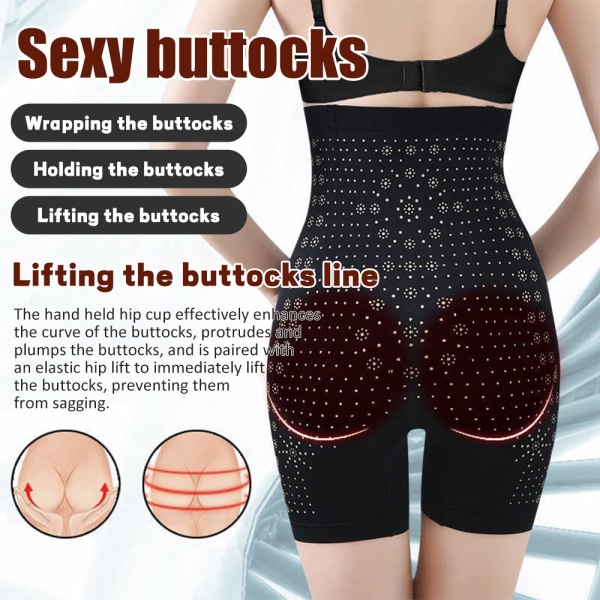 Kvinnor Butt Lifter Shapewear Hi-waist Control Panty Waist Trainer black