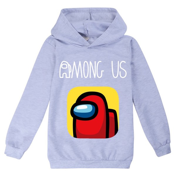 Among Us Printed Child Hoodie Rolig tröja Cartoon Pullover Grey 140cm