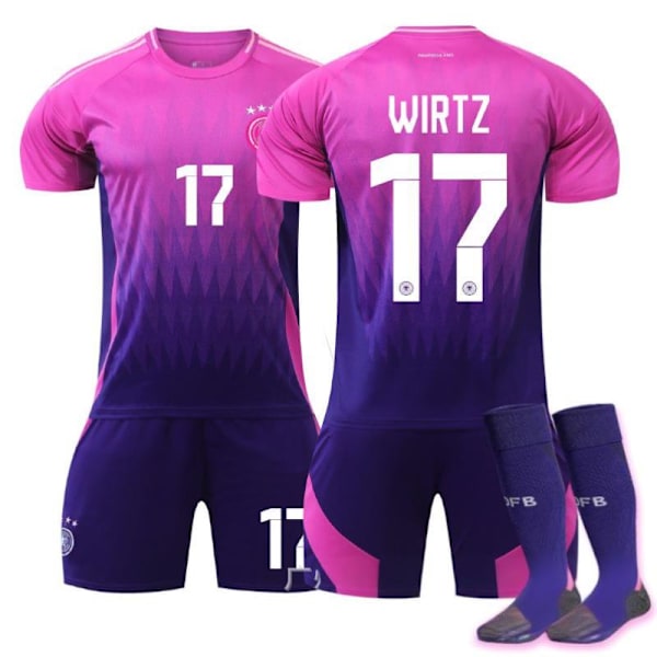 2024 EM Bortaställ Tyskland Barn Fotbollströja Kit #17 WIRTZ Fotbollskläder Pojkar Träningsdräkt 24