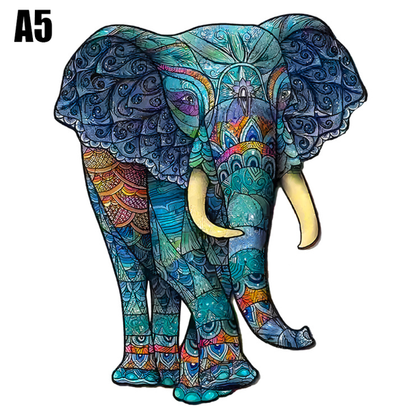 Träpussel Unik djurform Vuxen leksaksdekor Elephant A5