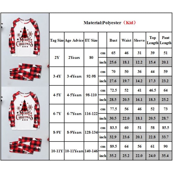 Julpyjamas Familj Dam Herr Barn Sovkläder Jul PJs Set Kids 10-11Y