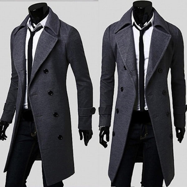 Herr Mode Ull Nedfälld Krage Knapp grey M