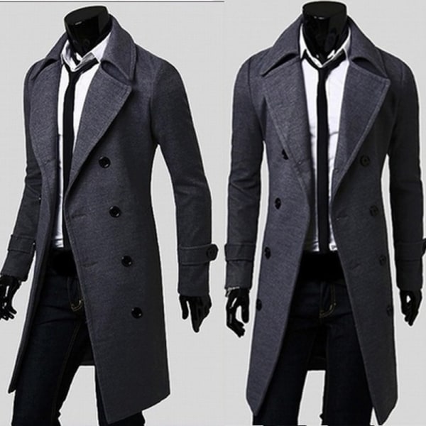 Herr Mode Ull Nedfälld Krage Knapp grey XL