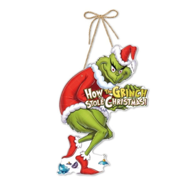 Julgrinch Hängande Skylt Dörrskylt Semesterdekoration God Jul B