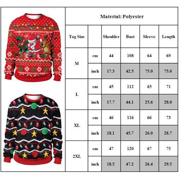 2024 Rolig 3D-tryckt Tröja Herrar Kvinnor Fula Julkläder Jumper Toppar Semesterfest Pullover Hoodie Sweatshirt C M