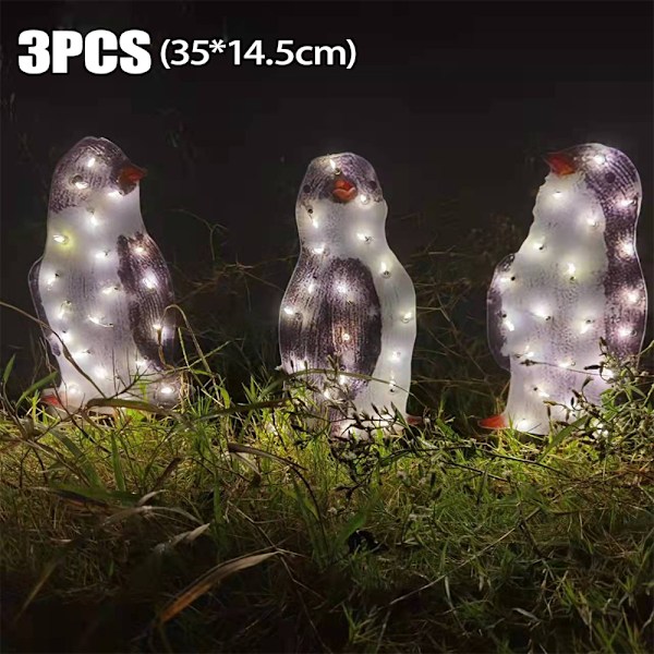 Jul Pingvin LED Ljusdekoration Inomhus Utomhus Figur Acrylic L 3pcs