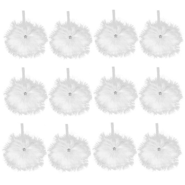 6 12 st Vita Fjäder Julgranshänge Dekoration Jul Hem 12pcs