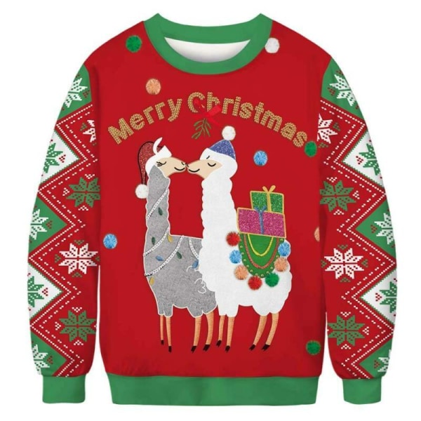 Kvinnor långärmad jultryckt tröja avslappnad sweatshirt Plaid XXL