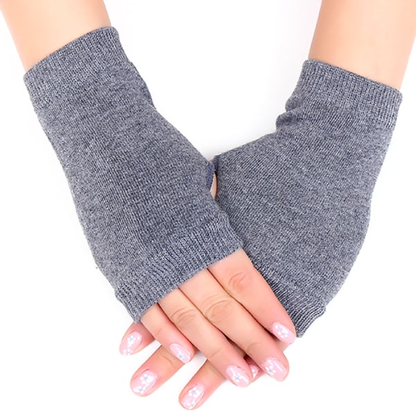 Kvinnor Fingerless Arm Varma vinterhandskar Långa varmare vantar Grey