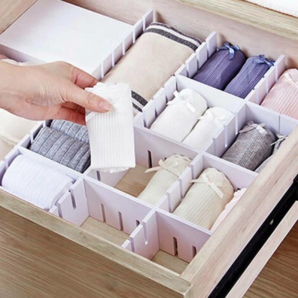 Justerbar Låddelare Organizer Strumpor Förvaring Organizer 8PCS
