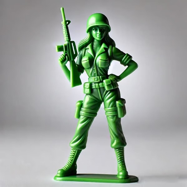 Humoristisk kvindelig grøn soldat, sjov grøn hærkvinde statue, nyhed mini soldat statue, til skrivebordsdekorationer militær tema fest D
