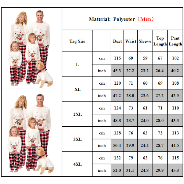 Familjematchande Julpyjamas Set, Semesterpyjamas Sovkläder Loungewear för Män/Kvinnor/Barn Men 2XL