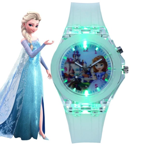Flicka Barn Tecknad Watch Frozen Quartz Watch LED-blixt #6