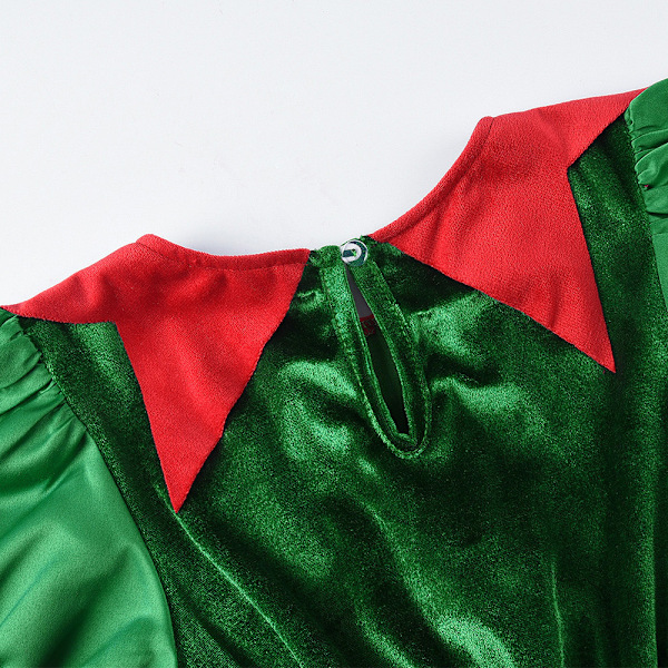 2024 Lasten Joulupukin Puku Tyttöjen Vihreä Tonttu Puku Cosplay Mekko Hattu Sukat Setti Uuden Vuoden Joulujuhla Asut 100cm