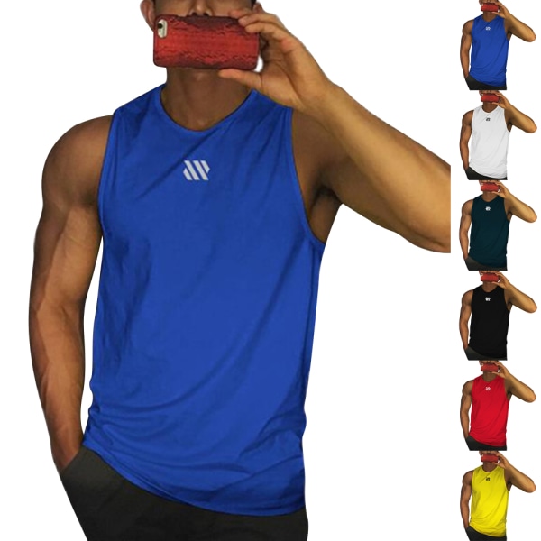 Muece T-shirt, träningströja utan ärm för män, gym, fitness Yellow M
